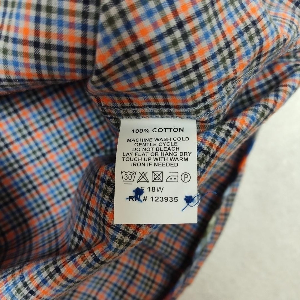 Hammer Made Shirt Mens 17 Orange Plaid Button Up Long Sleeve Cotton Woven - Picture 7 of 12